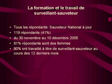 La formation et le travail de surveillantsauveteur