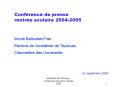 Confrence de presse rentre scolaire 20042005 PowerPoint PPT Presentation