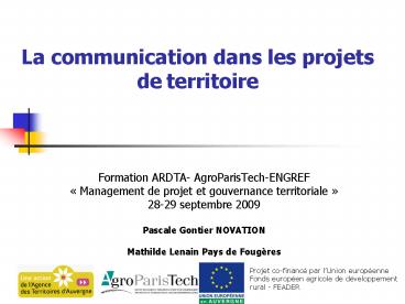 La communication dans les projets de territoire