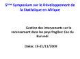 5me Symposium sur le Dveloppement de la Statistique en Afrique PowerPoint PPT Presentation