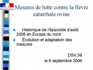 Mesures de lutte contre la fivre catarrhale ovine