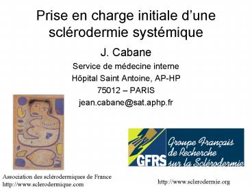 Prise en charge initiale dune sclrodermie systmique
