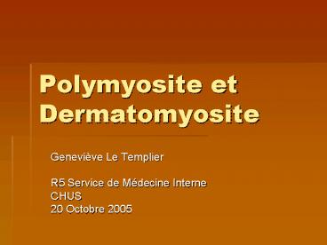Polymyosite et Dermatomyosite