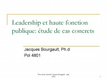 Leadership et haute fonction publique: tude de cas concrets