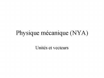 Physique mcanique NYA