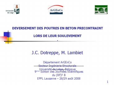 9me Edition des Journes Scientifiques du RF B