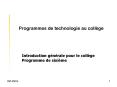 Programmes de technologie au coll PowerPoint PPT Presentation