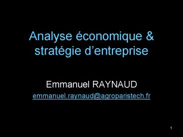 Analyse conomique