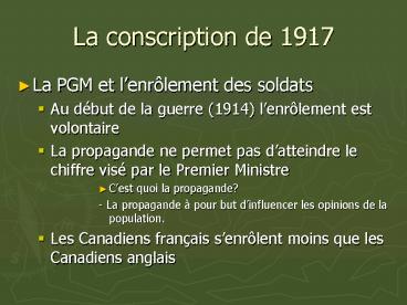 La conscription de 1917