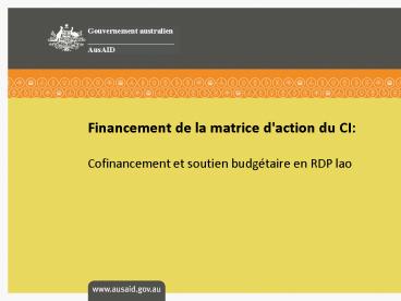 Financement de la matrice d'action du CI: