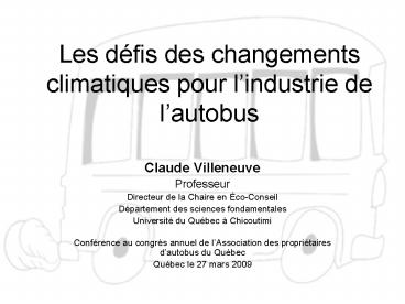 Les dfis des changements climatiques pour lindustrie de lautobus