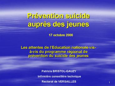 Prvention suicide auprs des jeunes