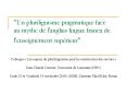 Un pluriliguisme pragmatique face au mythe de l'anglais lingua franca de l'enseignement suprieur PowerPoint PPT Presentation