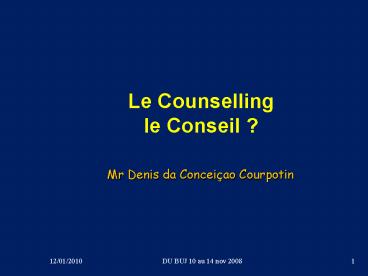 Le Counselling le Conseil