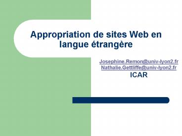 Appropriation de sites Web en langue trangre