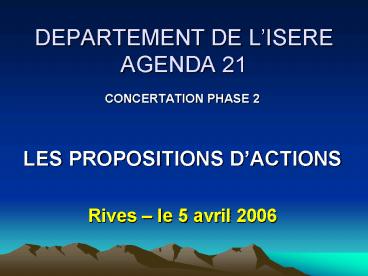 DEPARTEMENT DE LISERE AGENDA 21