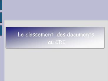 Le classement des documents