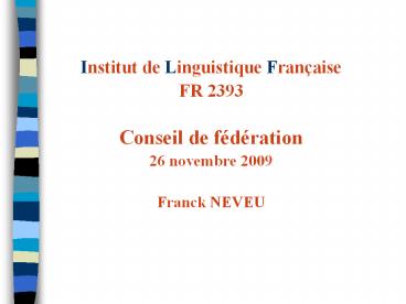 Institut de Linguistique Fran