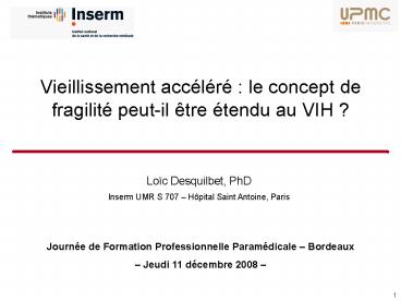 Vieillissement acclr : le concept de fragilit peutil tre tendu au VIH