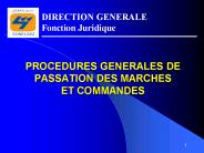 PROCEDURES GENERALES DE PASSATION DES MARCHES ET COMMANDES