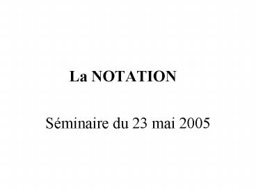 Sminaire du 23 mai 2005