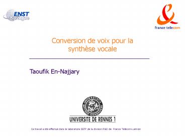 Conversion de voix pour la synthse vocale