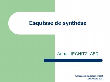 Esquisse de synthse