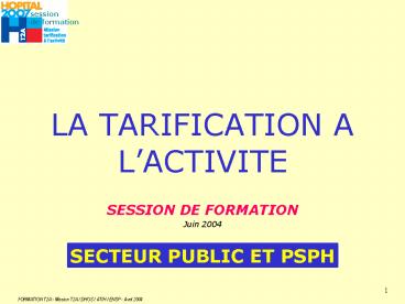LA TARIFICATION A LACTIVITE