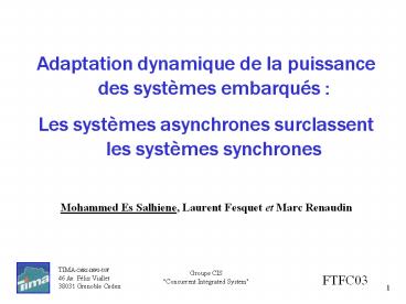 Adaptation dynamique de la puissance des syst
