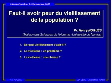 Les besoins des personnes ges