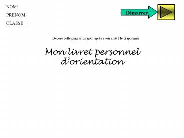 Mon livret personnel dorientation
