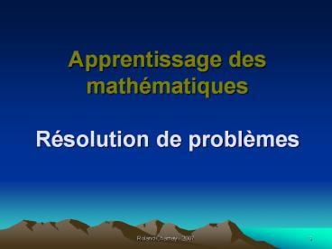 Apprentissage des math