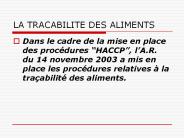 LA TRACABILITE DES ALIMENTS