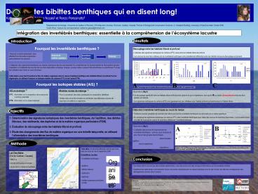 Pourquoi les invertbrs benthiques