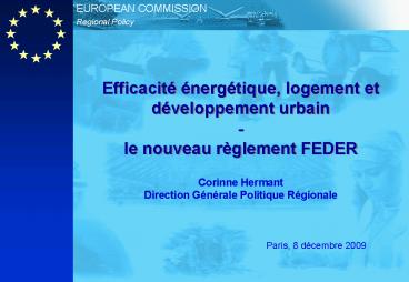 Efficacit nergtique, logement et dveloppement urbain le nouveau rglement FEDER