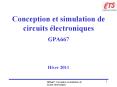 Conception et simulation de circuits  PowerPoint PPT Presentation