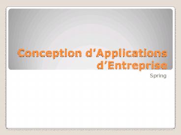 Conception dApplications dEntreprise