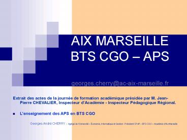 AIX MARSEILLE BTS CGO APS georges'cherryacaixmarseille'fr