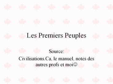 Les Premiers Peuples