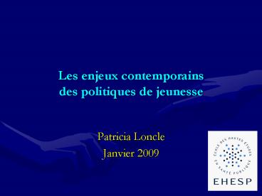 Les enjeux contemporains des politiques de jeunesse