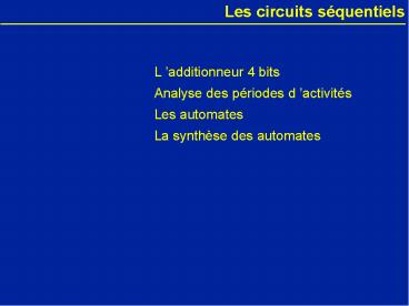 Les circuits squentiels
