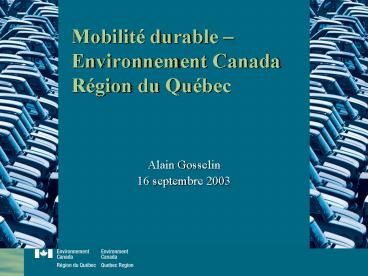 Mobilit durable Environnement Canada Rgion du Qubec