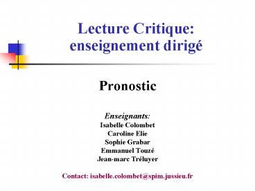 Lecture Critique: enseignement dirig