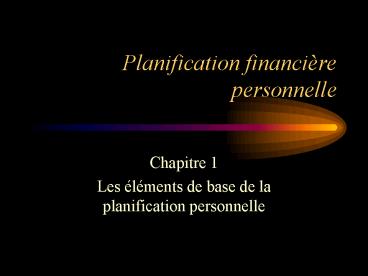 Planification financire personnelle
