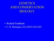 GENETICS AND CONSERVATION BIOLOGY