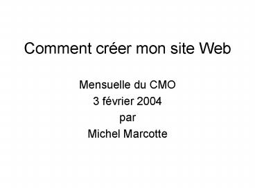 Comment crer mon site Web
