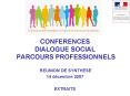 CONFERENCES DIALOGUE SOCIAL PARCOURS PROFESSIONNELS PowerPoint PPT Presentation
