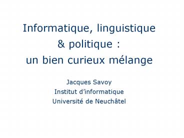 Informatique, linguistique