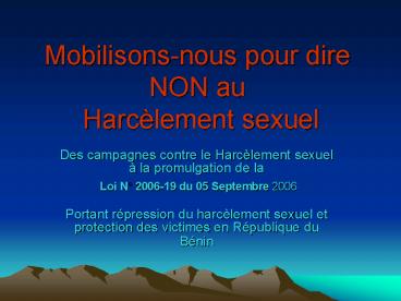 Mobilisonsnous pour dire NON au Harclement sexuel