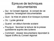 Epreuve de techniques documentaires